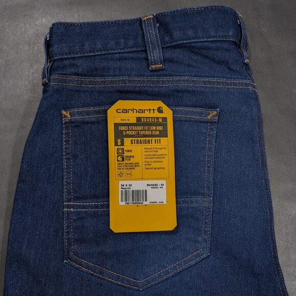 Carhartt Force Straight Fit Low Rise 5-Pocket Tapered Jean BD4945-M Size 36x32